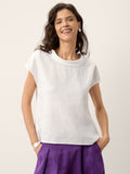100% Linen Soft-Fold Collar Shell Button Top SABINE
