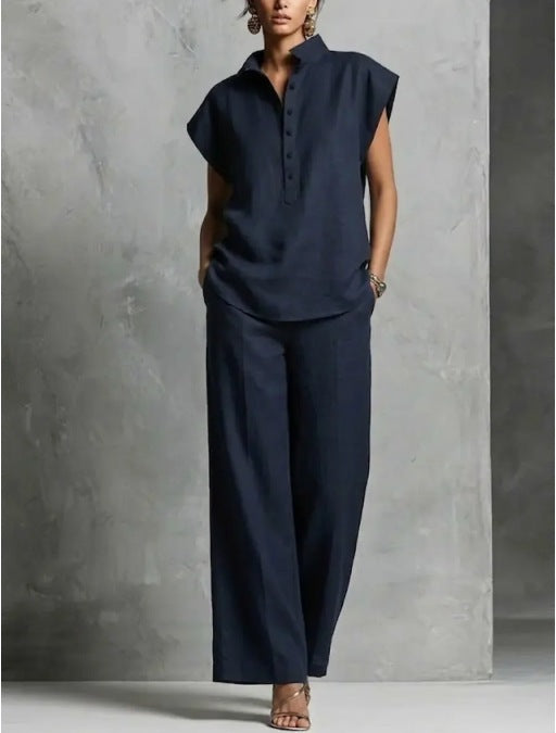 Women's Casual Sleeveless Top & Full-Length Pants Two-Piece Set