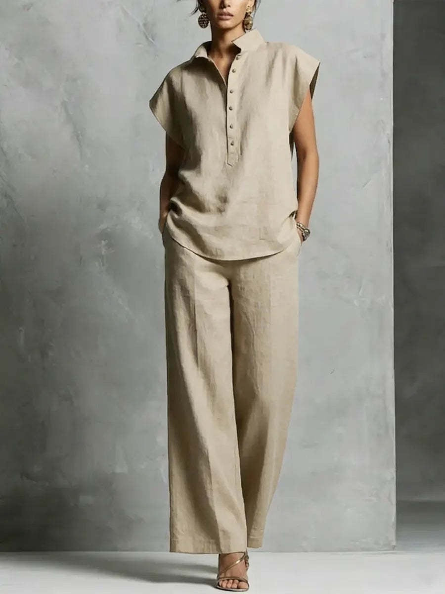 Women's Casual Sleeveless Top & Full-Length Pants Two-Piece Set