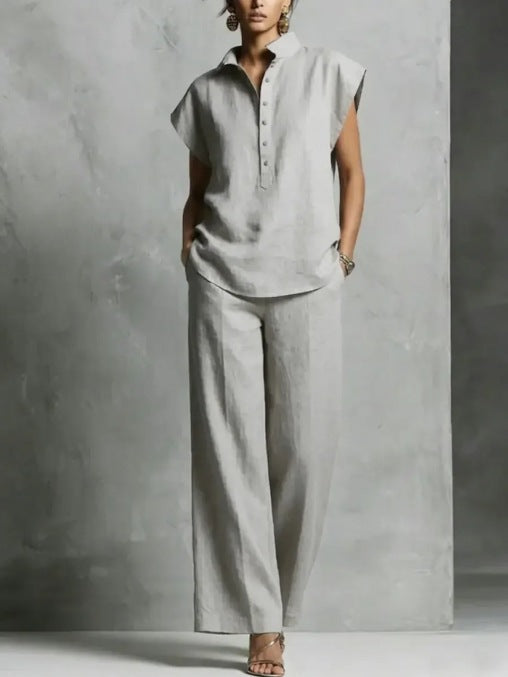 Women's Casual Sleeveless Top & Full-Length Pants Two-Piece Set