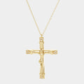 Gold Dipped CZ Embellished Jesus death on the Cross Pendant Necklace